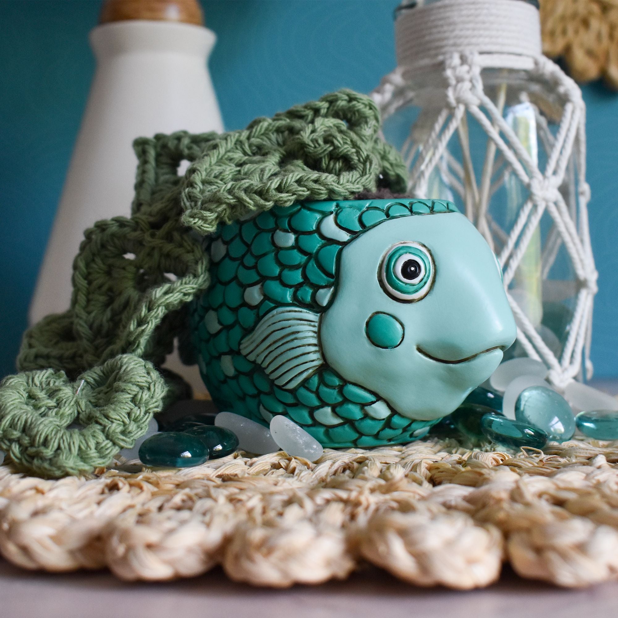 Baby Teal Fish Planter